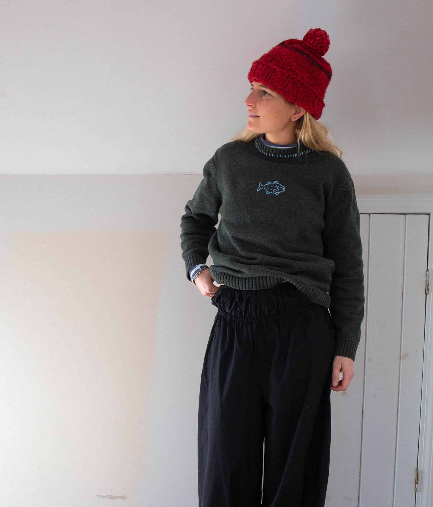 Green Fish Crewneck, M