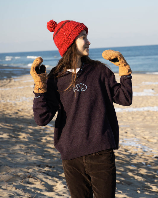 Plum Wool Sweater, XL