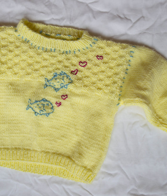 Yellow Hand-Knit Sweater, 2-3T