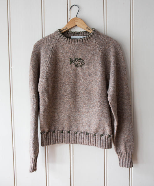 Vintage Wool Knit Fish Sweater, M