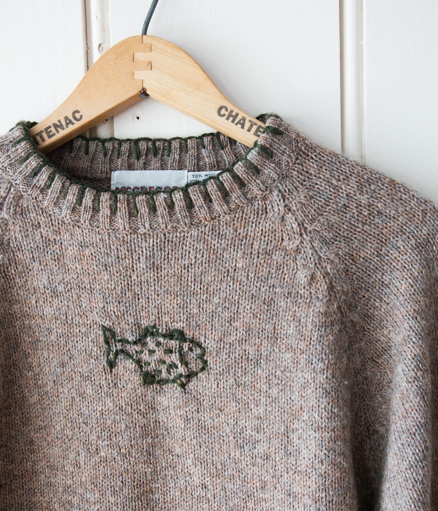 Vintage Wool Knit Fish Sweater, M