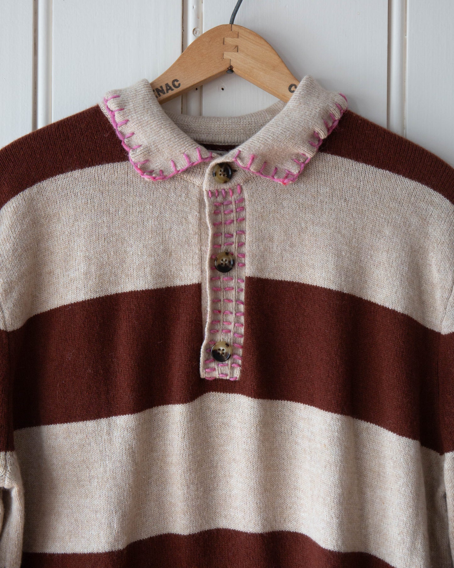 Striped Wool Rugby Shirt, L