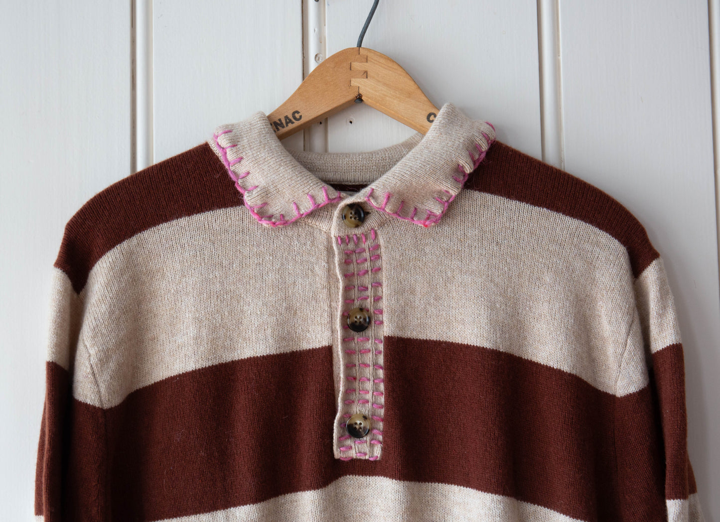 Striped Wool Rugby Shirt, L