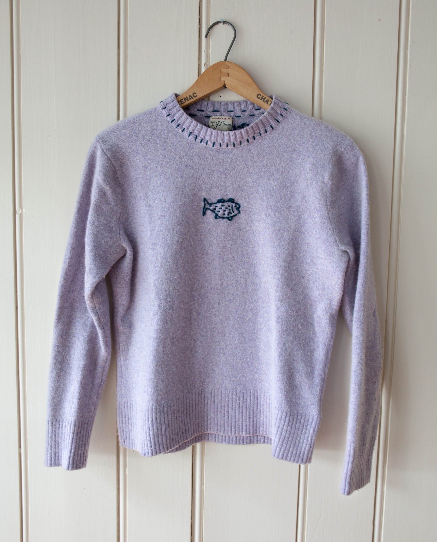 Lavender Fitted Wool Fish Sweater, S