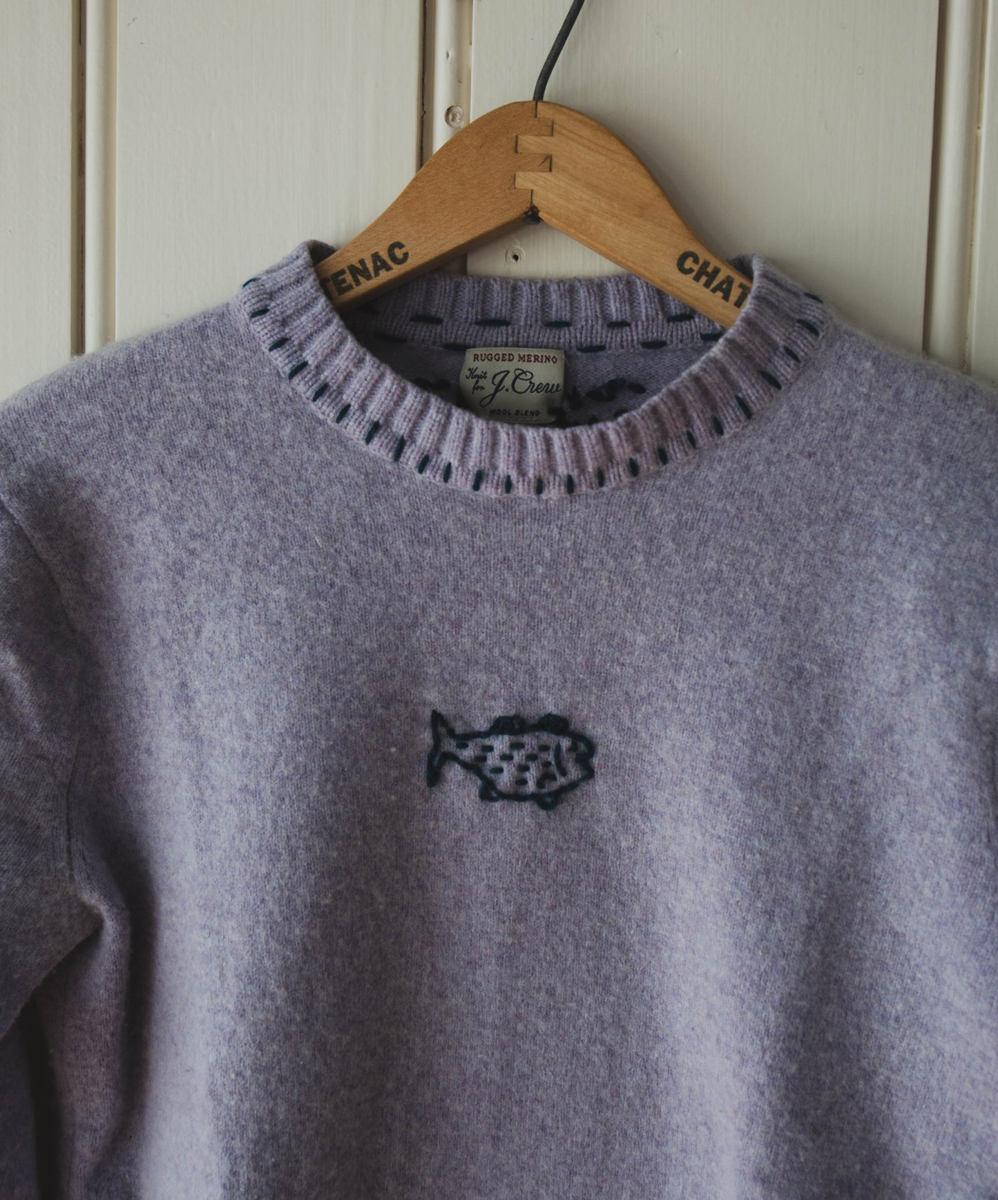 Lavender Fitted Wool Fish Sweater, S