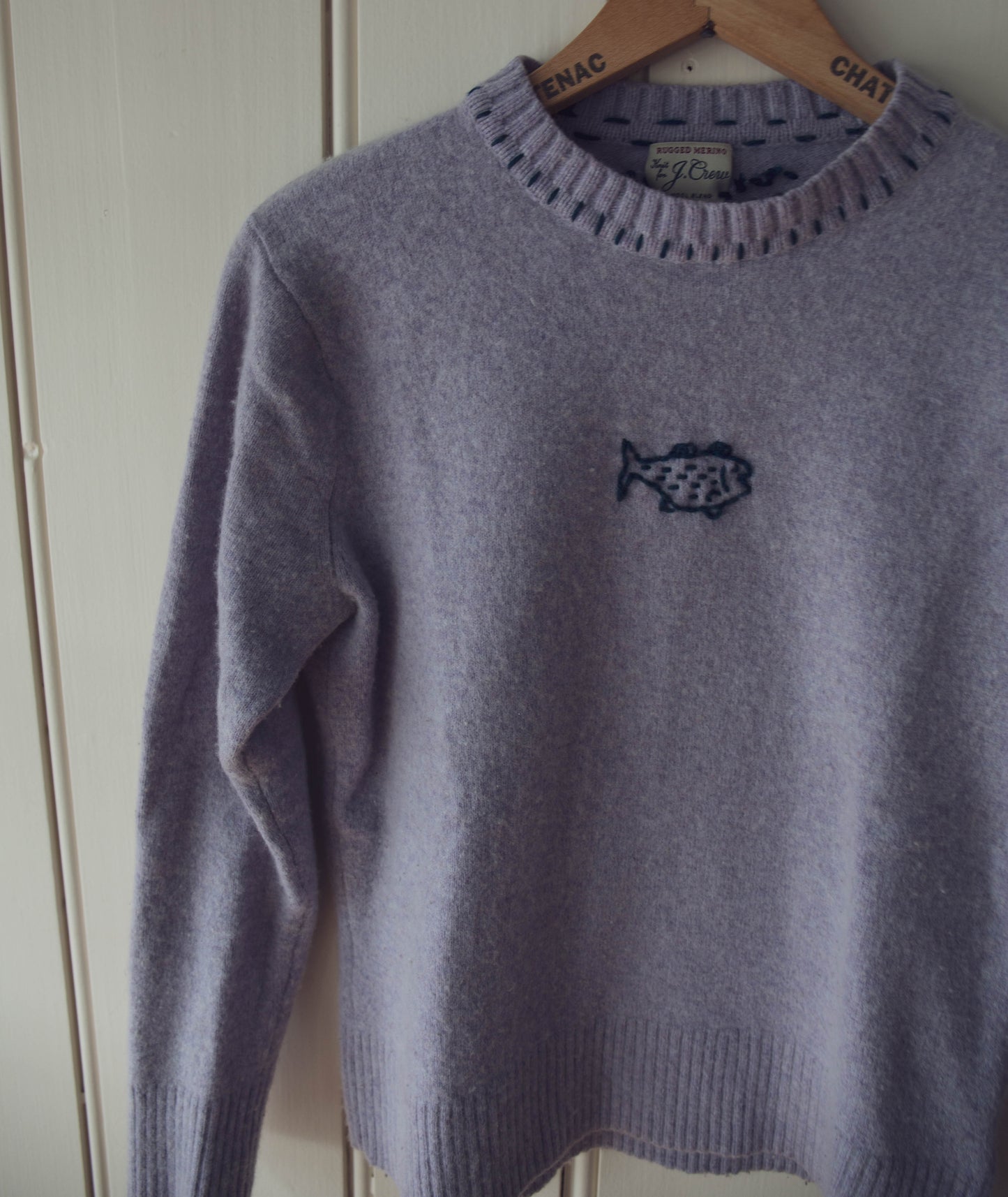 Lavender Fitted Wool Fish Sweater, S