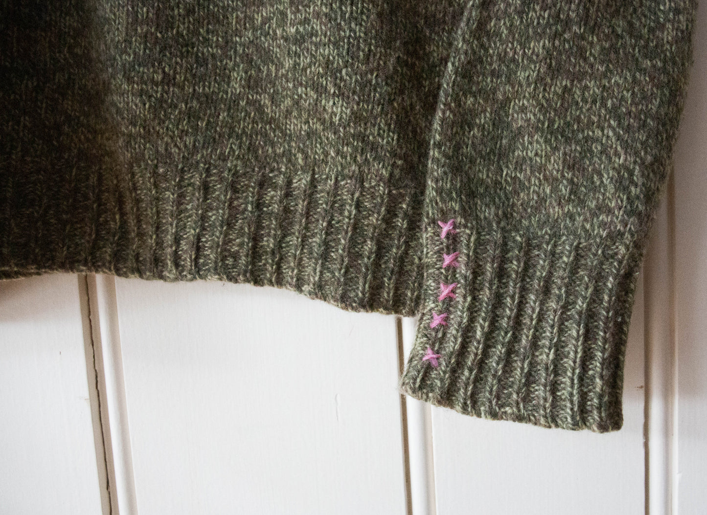 Heather Green Wool Fish Sweater, L