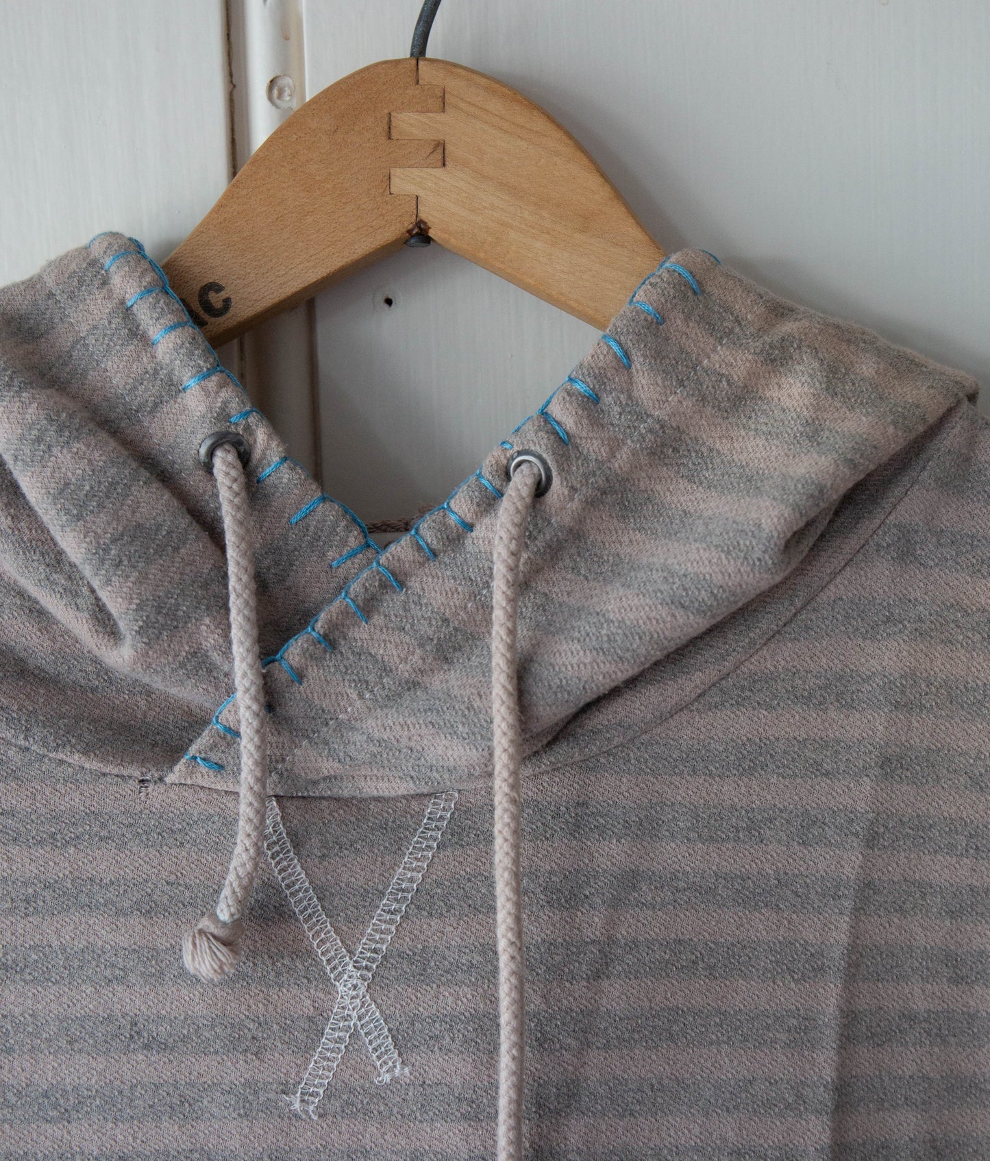 Naturally Dyed Long Sleeve Striped Shirt w/ Blanket Stitch, Medium