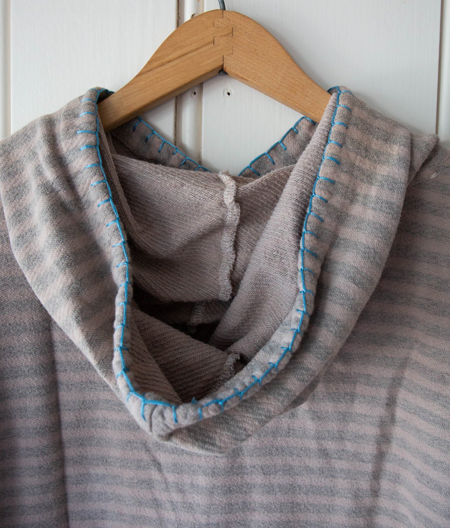 Naturally Dyed Long Sleeve Striped Shirt w/ Blanket Stitch, Medium