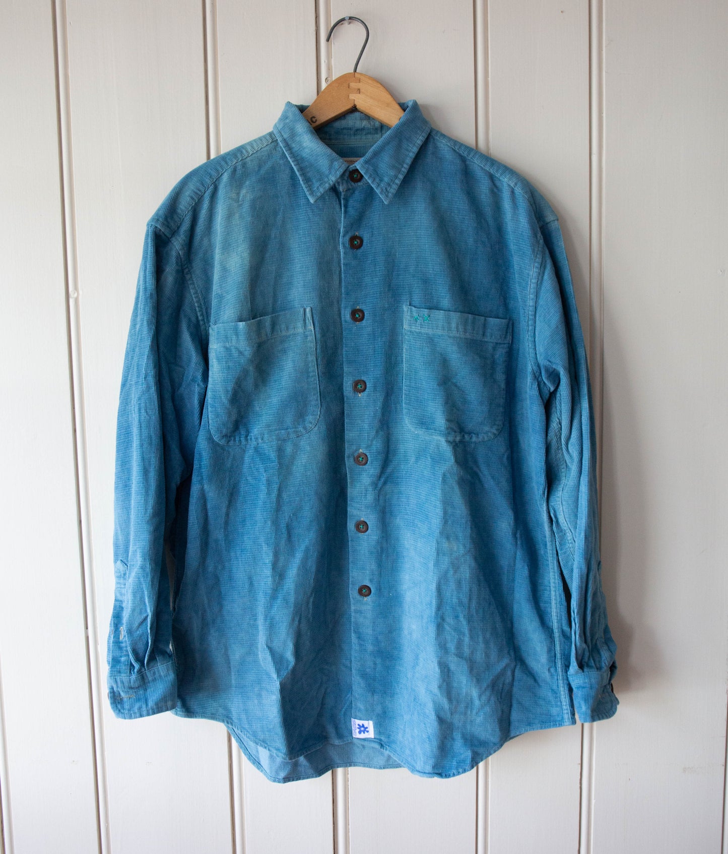 Indigo Dyed Corduroy Buttondown, Medium