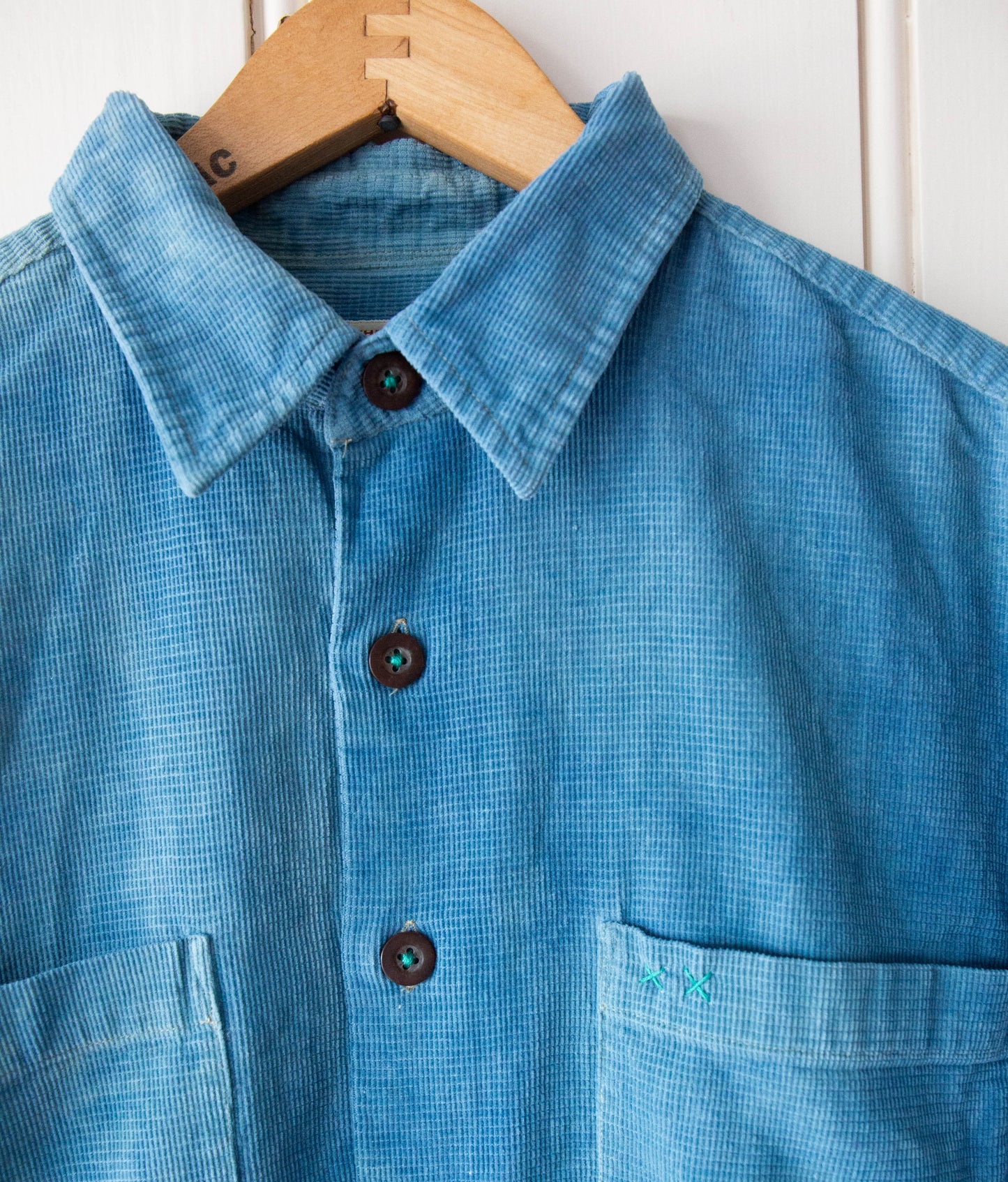 Indigo Dyed Corduroy Buttondown, Medium