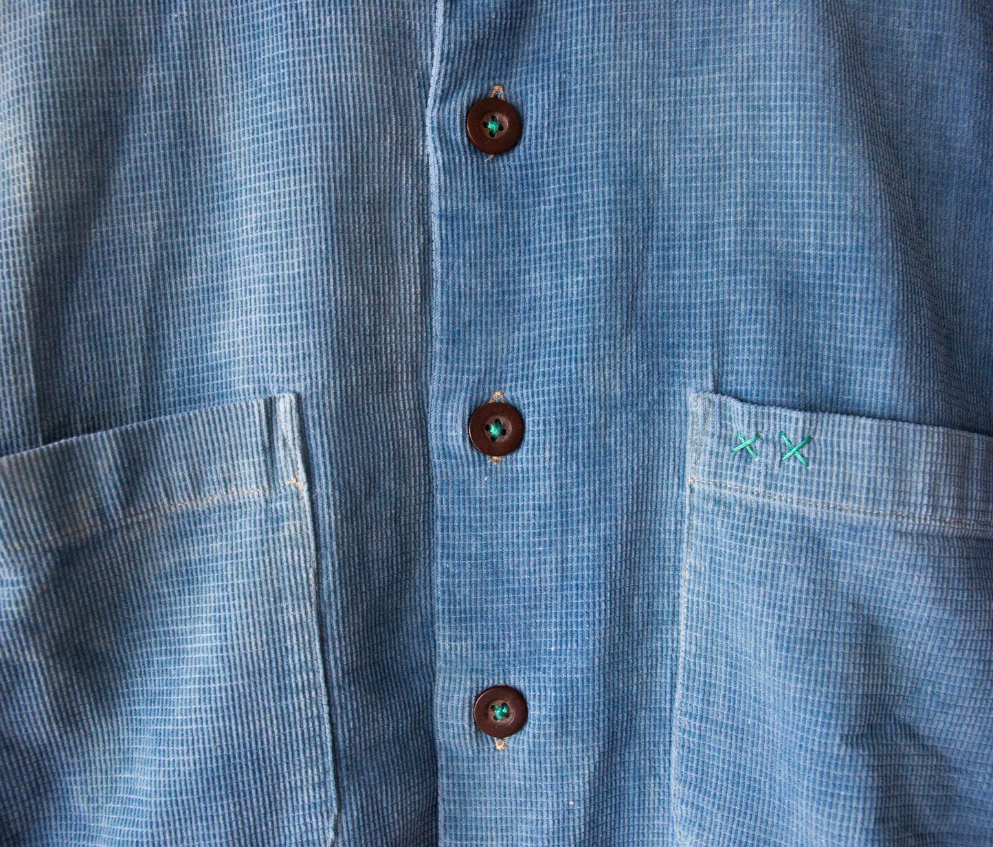 Indigo Dyed Corduroy Buttondown, Medium