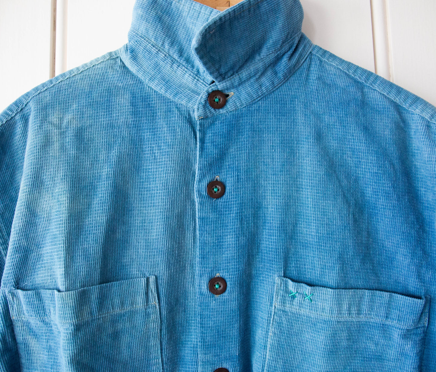 Indigo Dyed Corduroy Buttondown, Medium