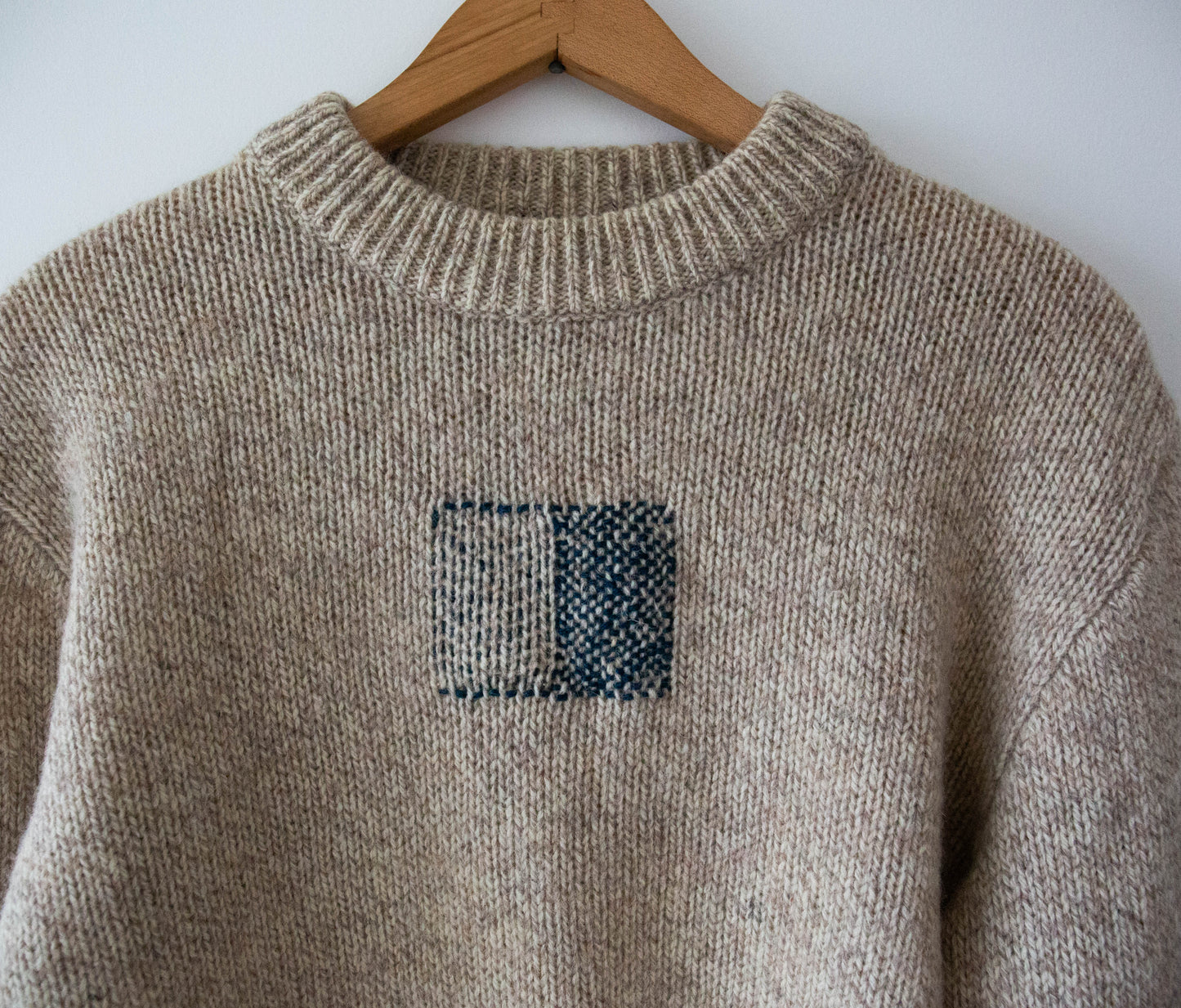 Woven Rectangle Wool Sweater, Large