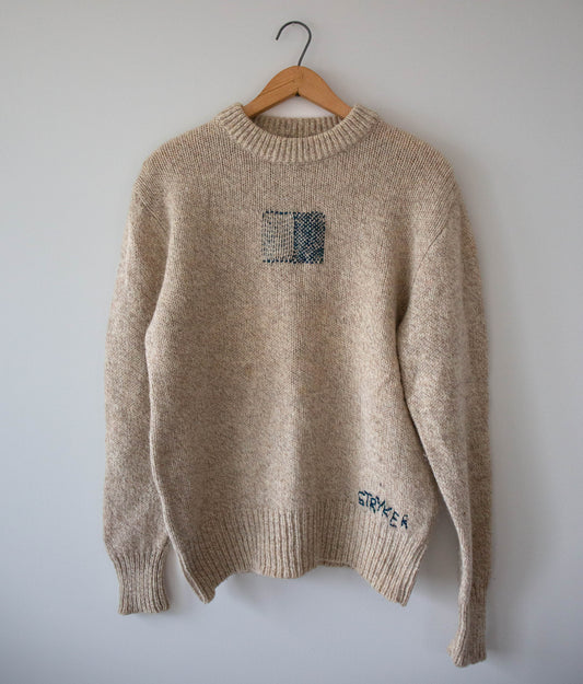 Woven Rectangle Wool Sweater, Large