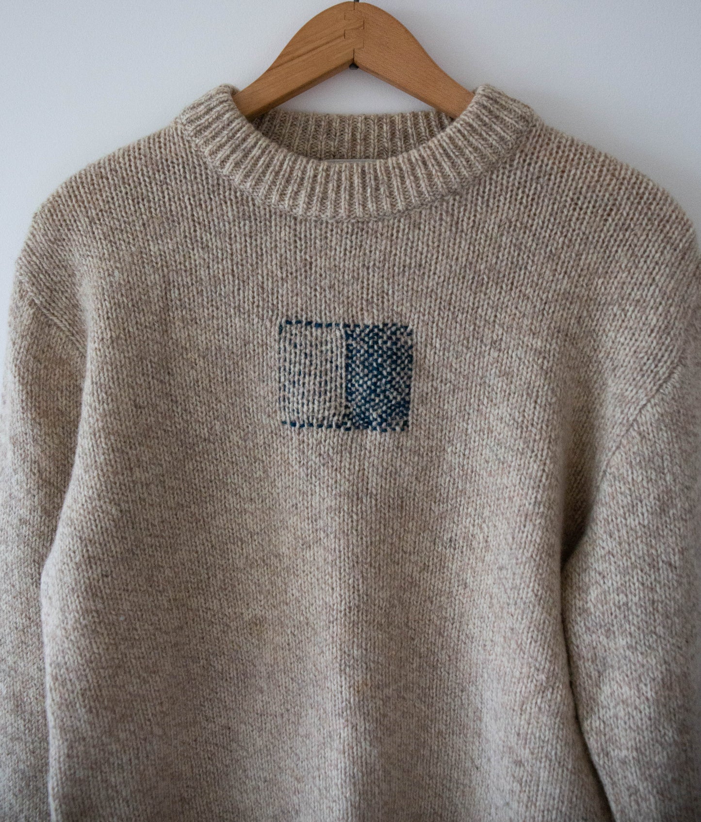 Woven Rectangle Wool Sweater, Large