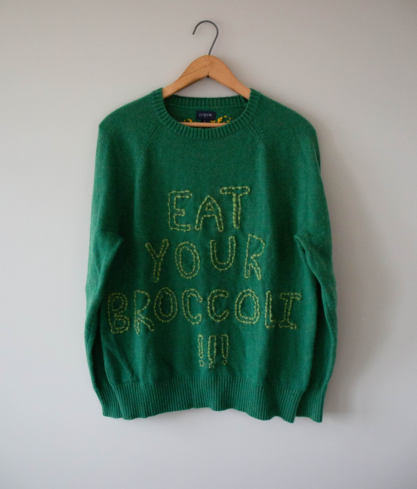 Eat Your Broccoli!!! Hand-Stitched Sweater
