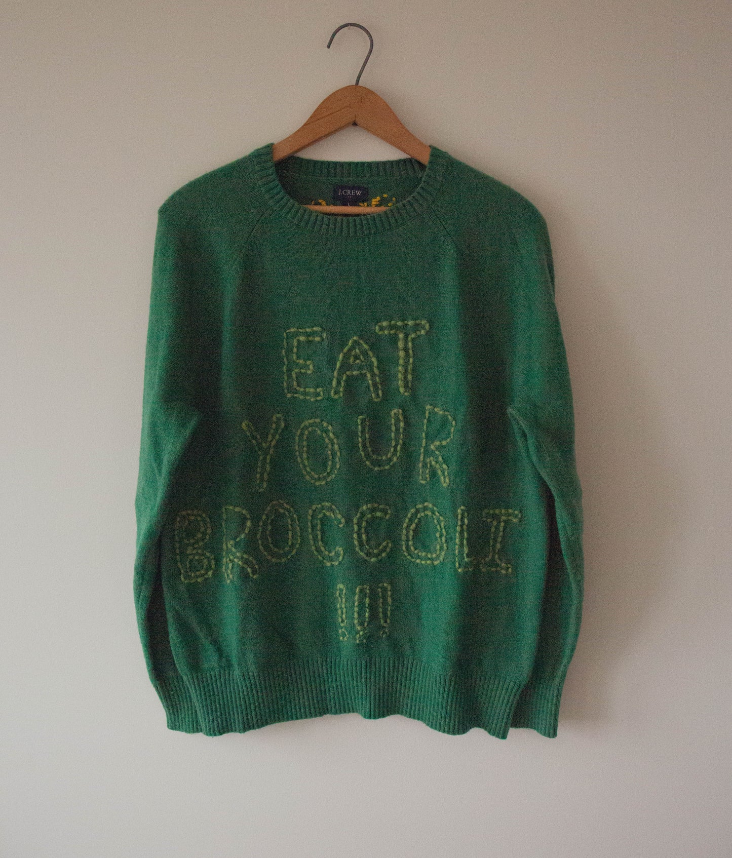 Eat Your Broccoli!!! Hand-Stitched Sweater