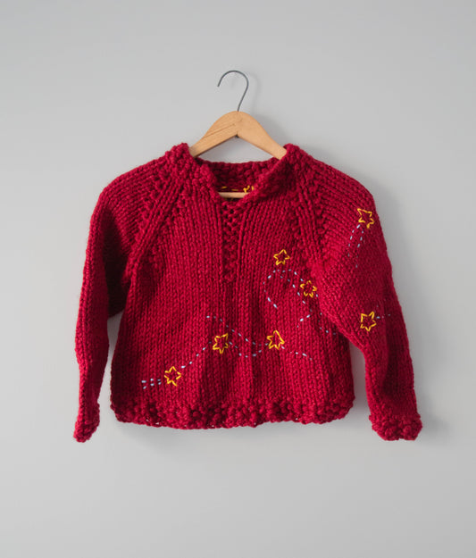 Kids Handknit Stitched Star Tail Sweater, 3T/4T