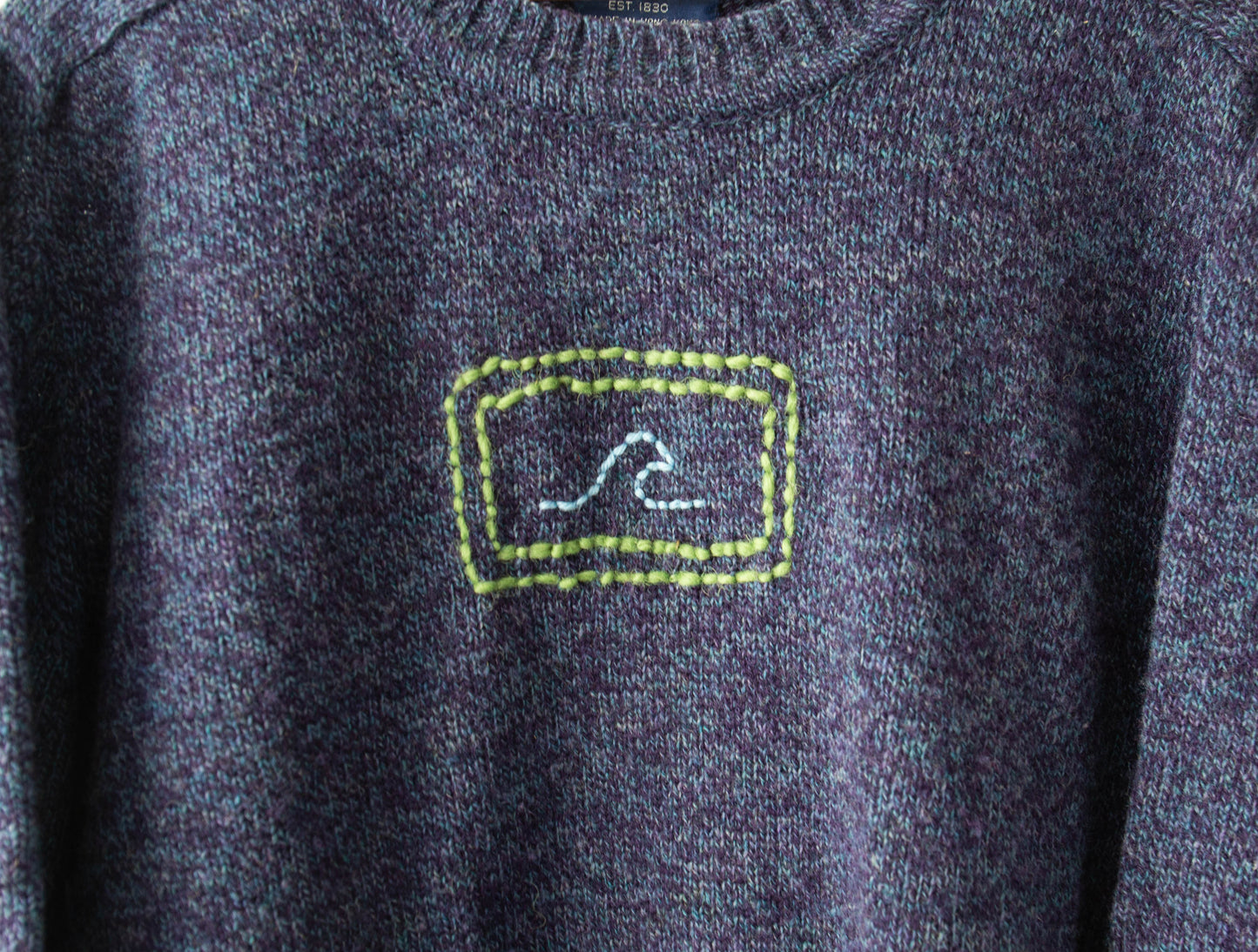 Vintage Wool Wave Sweater in Plum/Indigo, Large