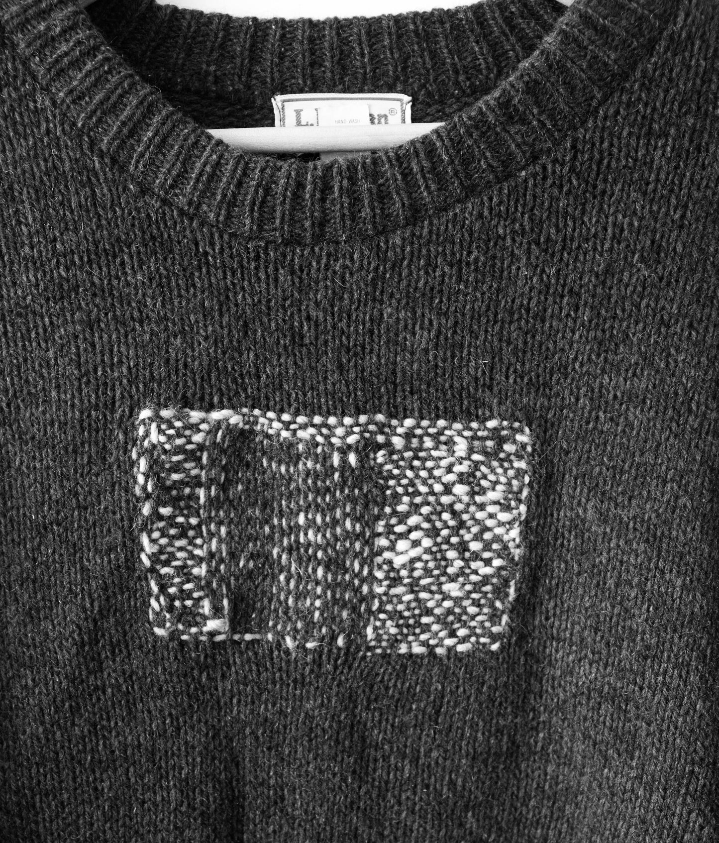 Woven Rectangle Navy Wool Sweater, XL