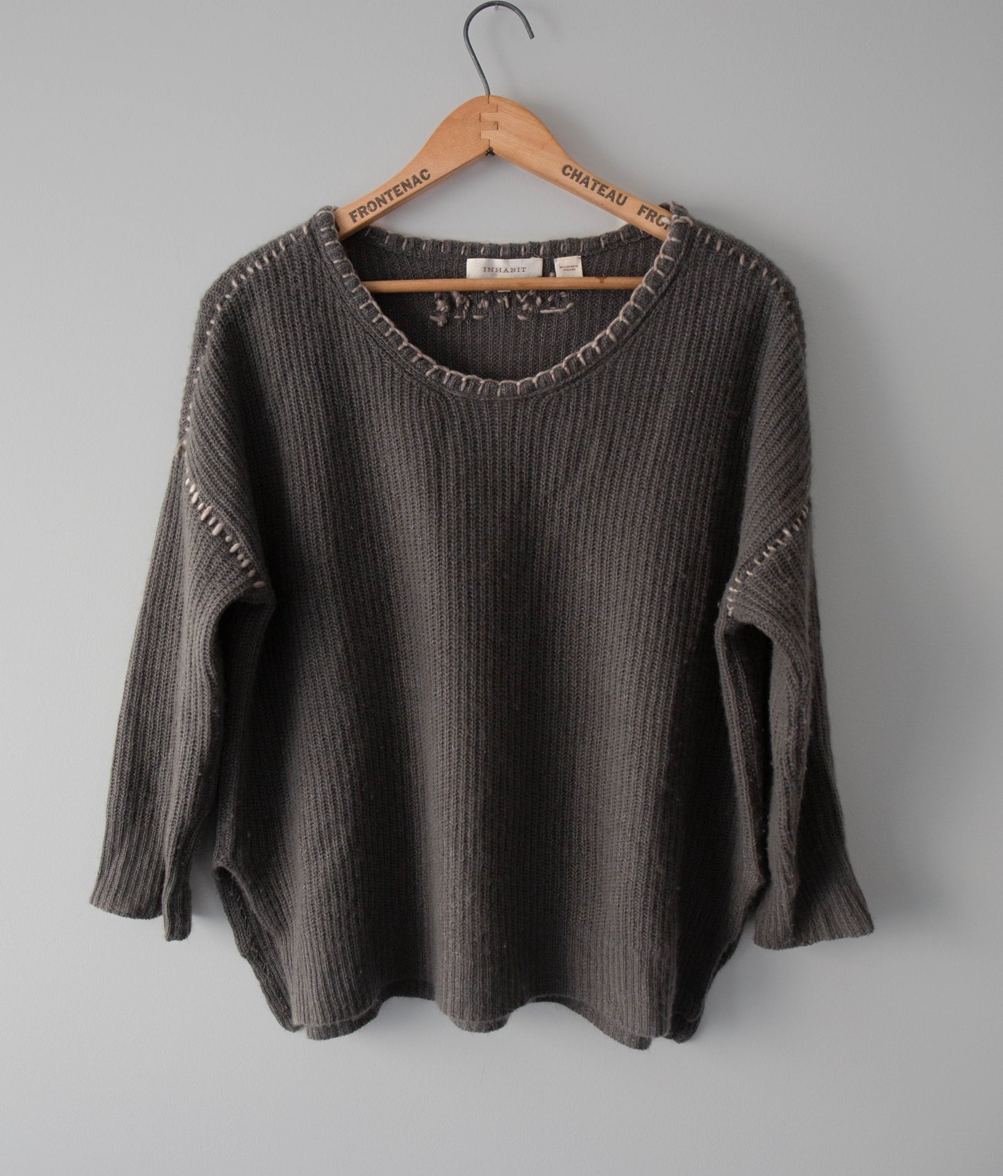 Blanket Stitched Cashmere Sweater, Medium