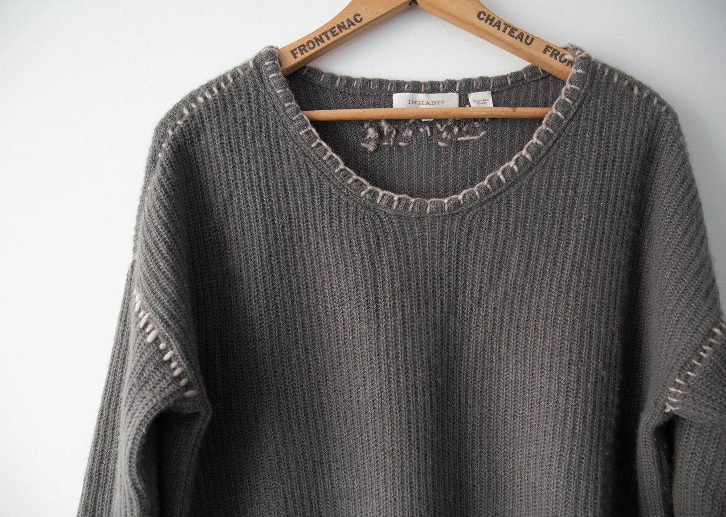 Blanket Stitched Cashmere Sweater, Medium