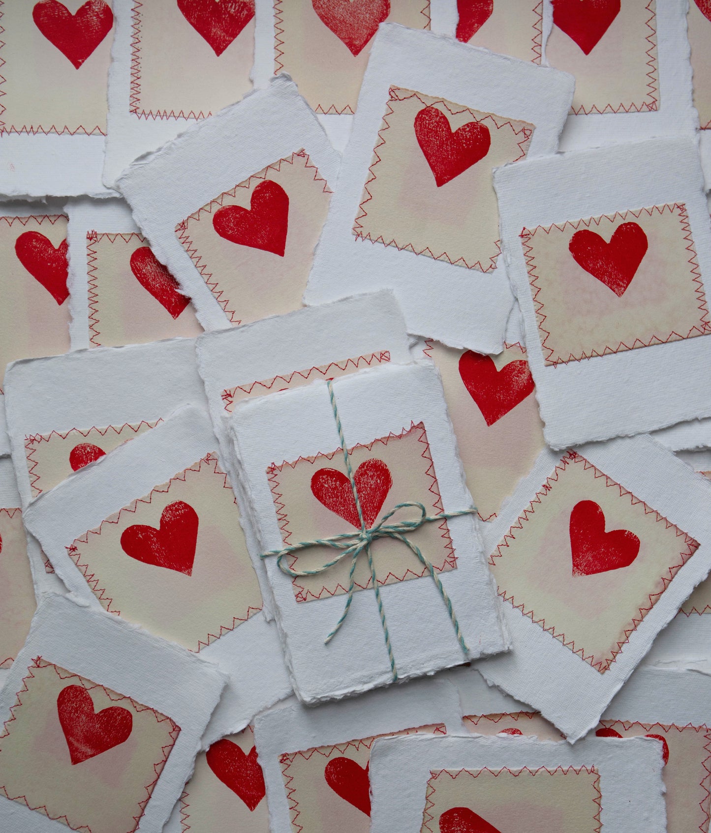 Naturally Dyed Heart Print, Set of 3