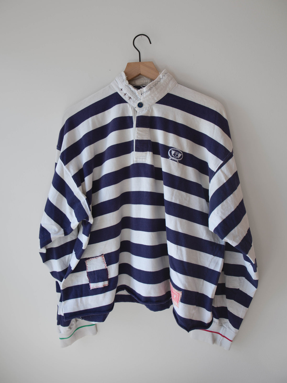 Unisex Rugby Shirt, Blue + White Stripes, XL no.1