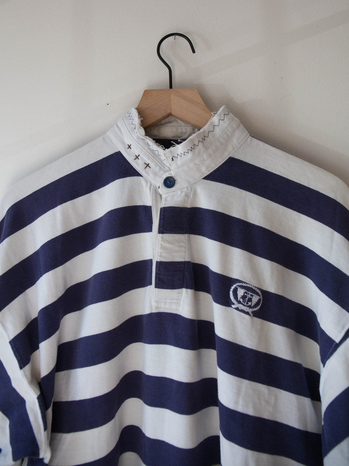 Unisex Rugby Shirt, Blue + White Stripes, XL no.1
