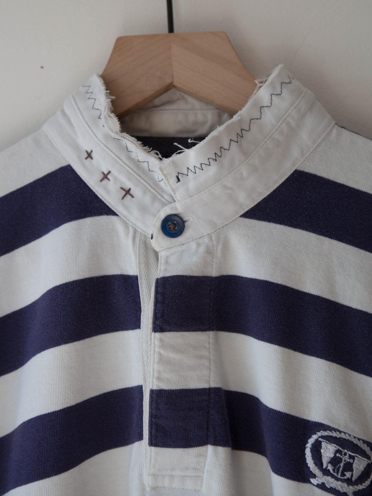Unisex Rugby Shirt, Blue + White Stripes, XL no.1