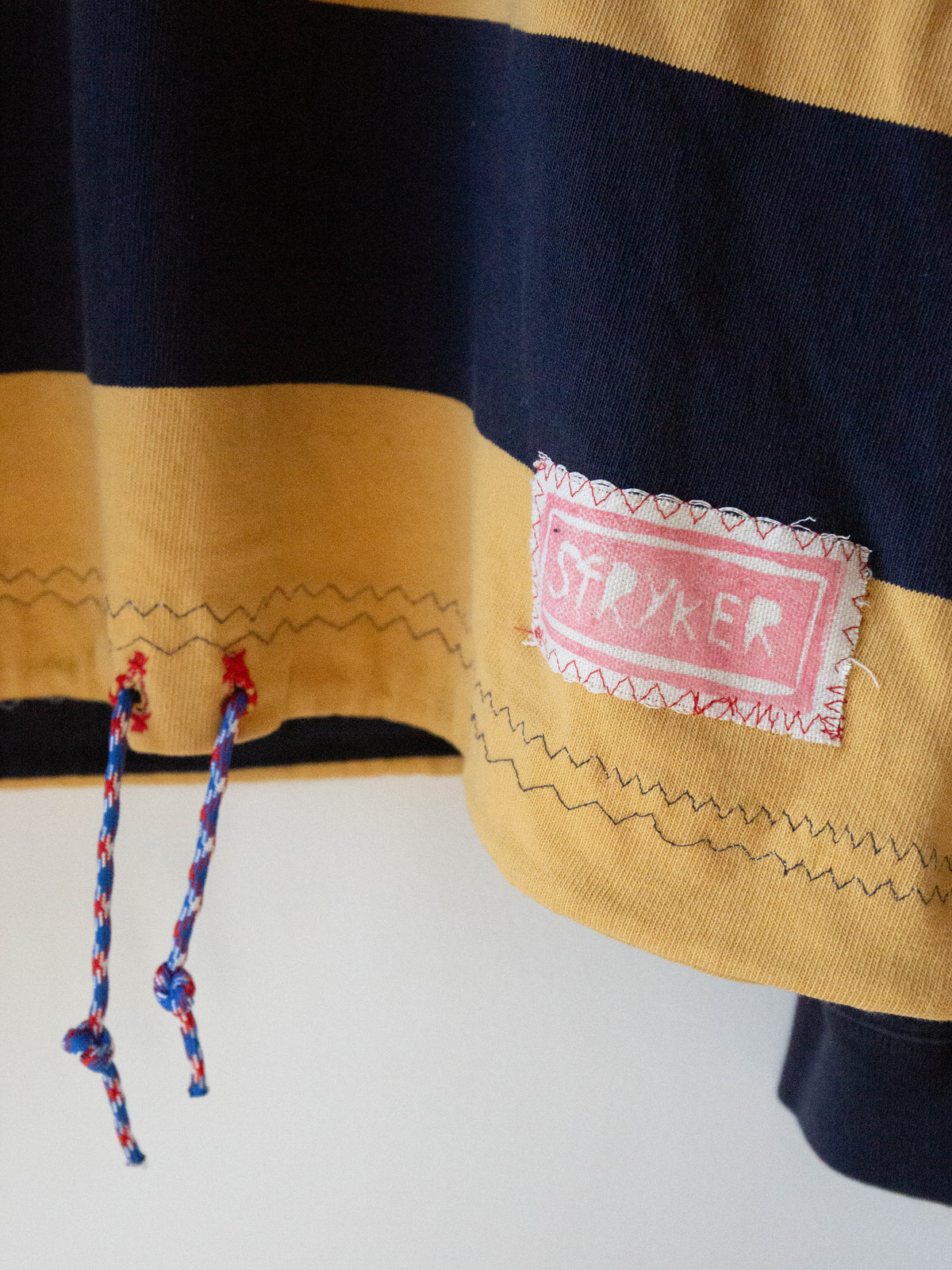 Upcycled Rugby Shirt, Blue + Gold Stripe, Large