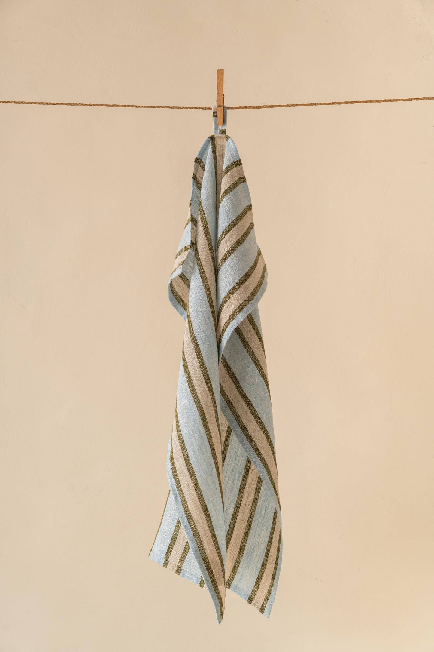 Sylph Linen Kitchen Towel, Green Striped