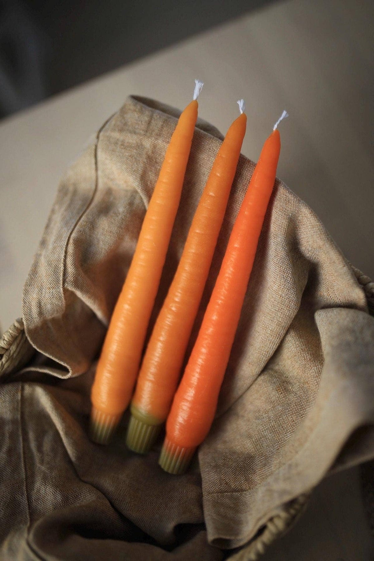 Carrot Beeswax Taper Candles, Set of 2