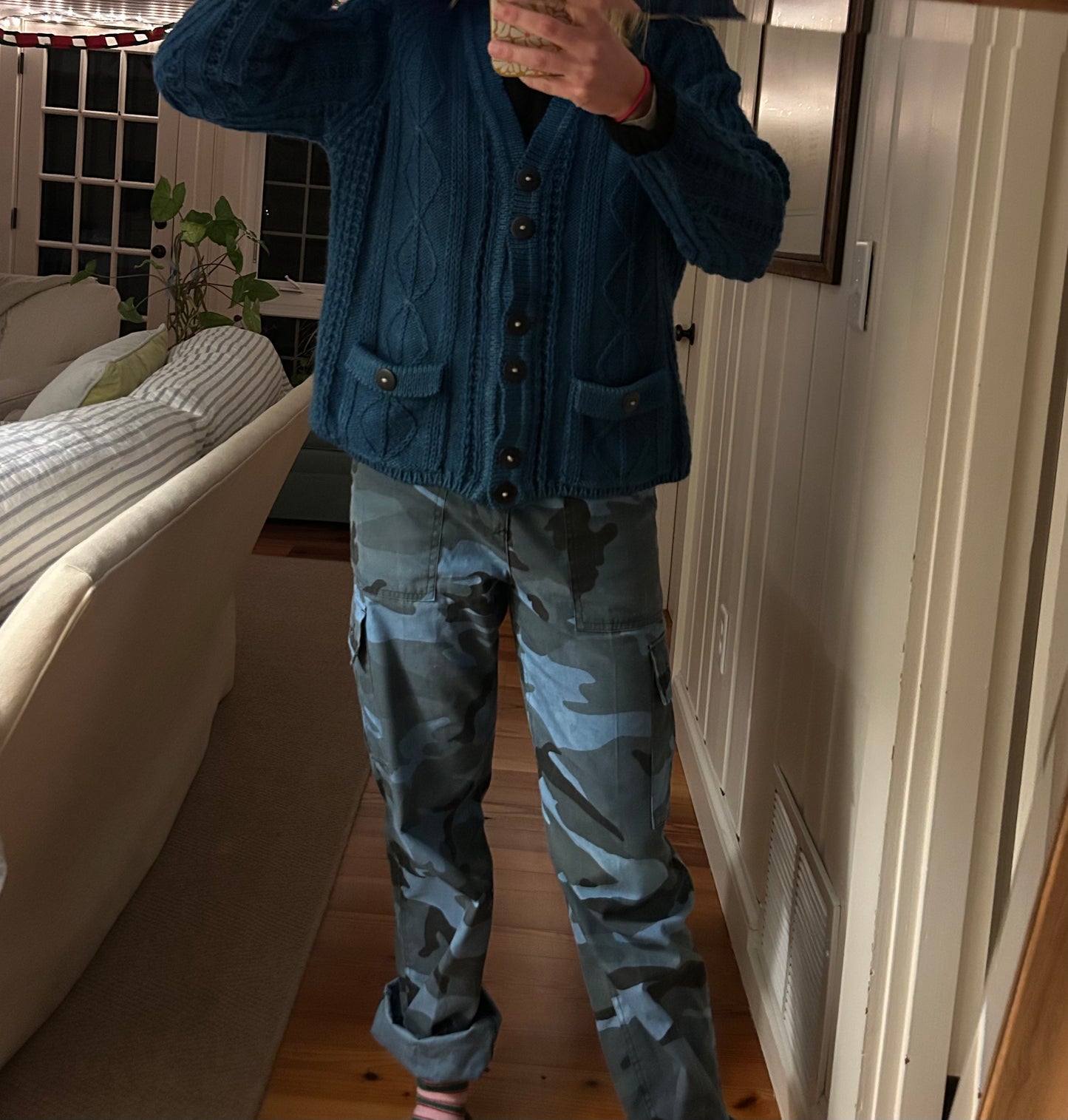 Indigo Dyed Wool Cardigan, S/M