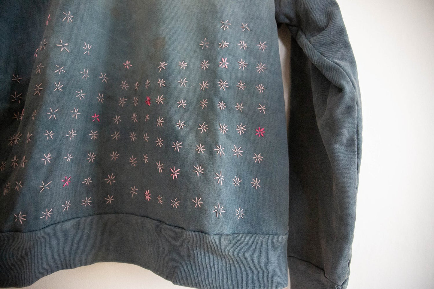 Indigo + Flower Power Stitched 3/4 Zip Sweatshirt