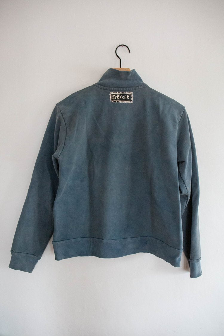 Indigo + Flower Power Stitched 3/4 Zip Sweatshirt