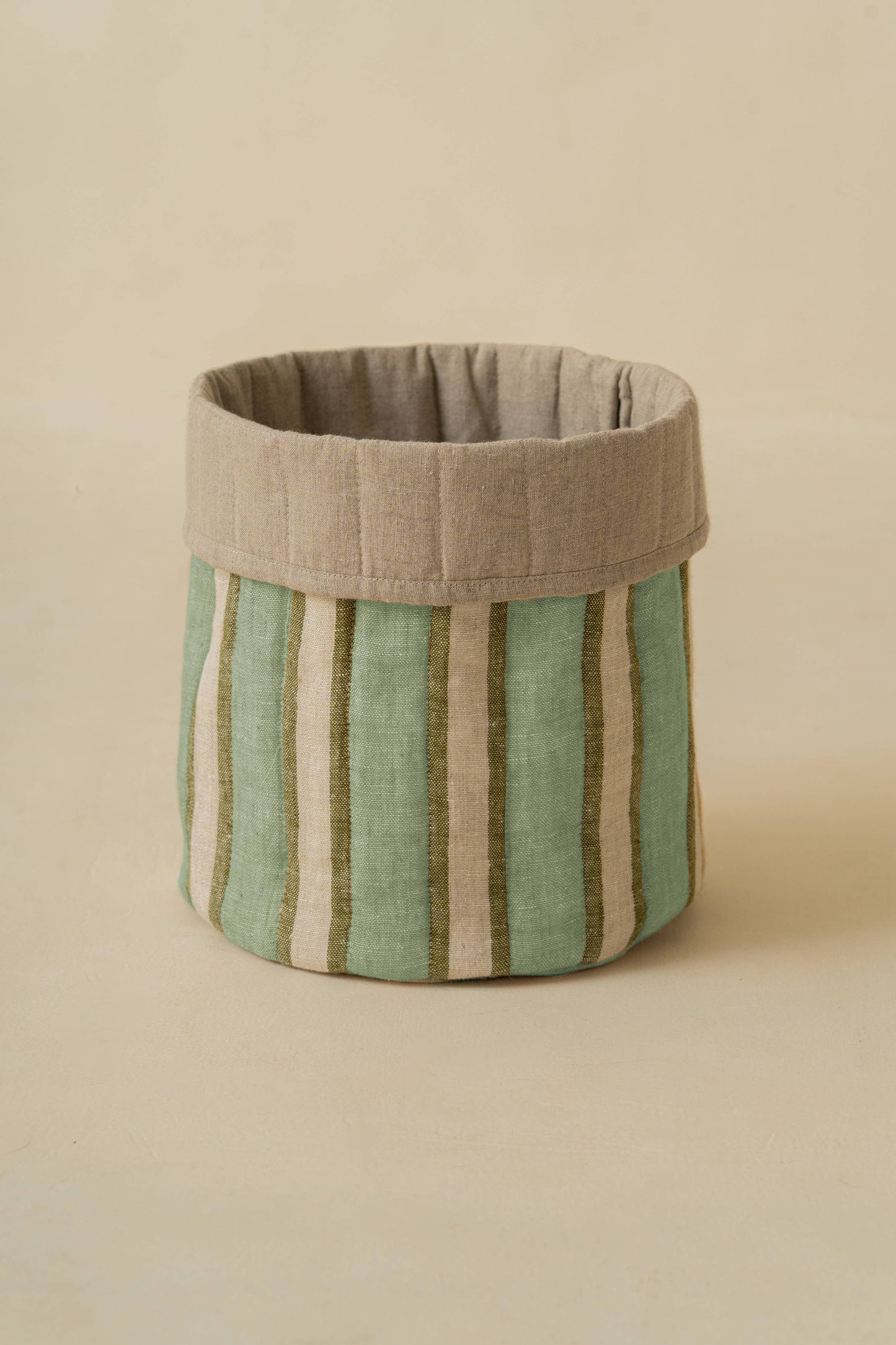 Striped Yarn-Dyed Linen Basket