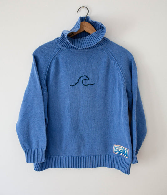 Blue Wave Turtleneck Cotton Knit, S