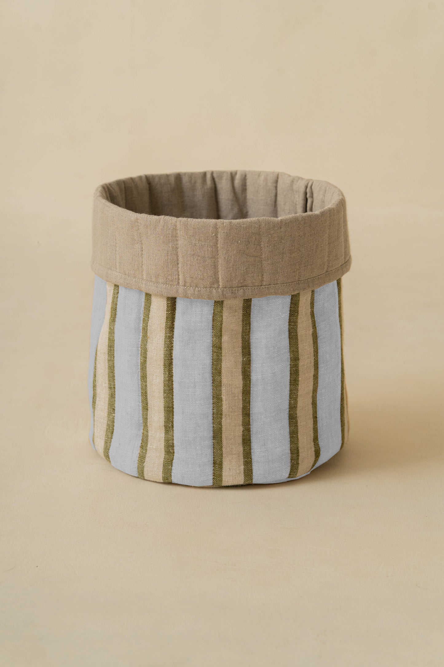 Striped Yarn-Dyed Linen Basket