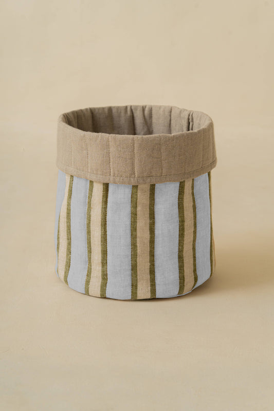 Striped Yarn-Dyed Linen Basket