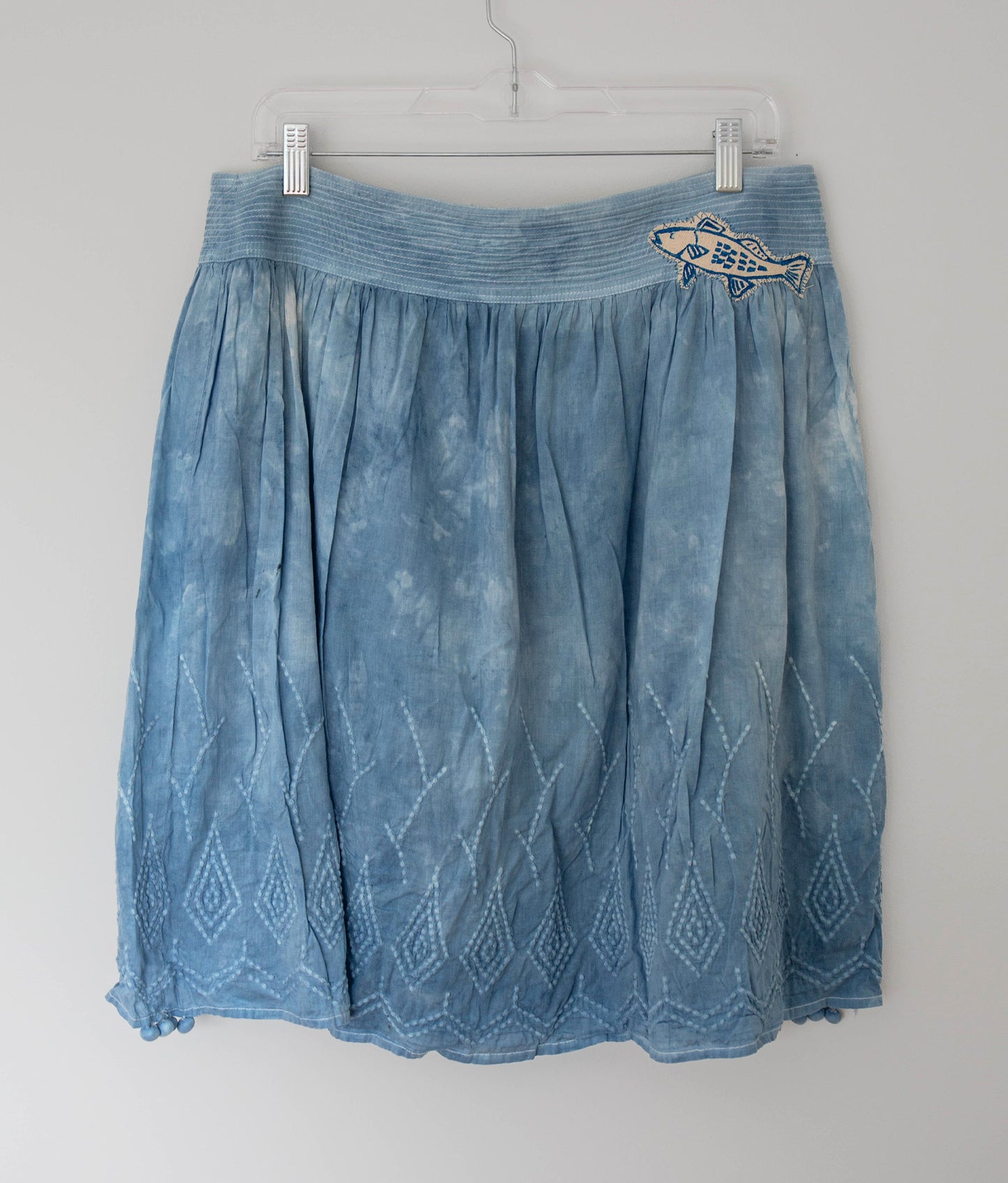 Fish Printed Indigo Skirt