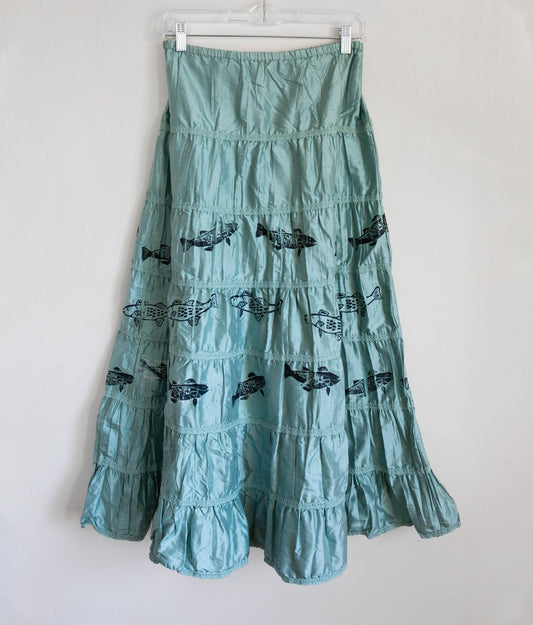 Silk Fish Tiered Skirt